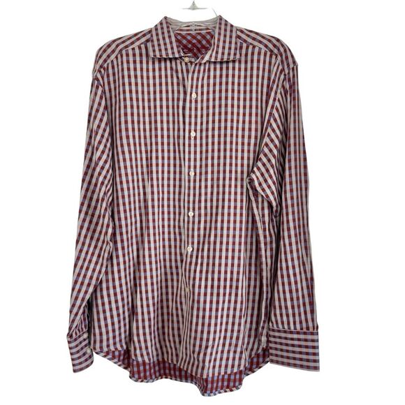 Robert Graham Long Sleeve Cotton Button Down Classic Fit Shirt Blue Plaid XL - Picture 12 of 14